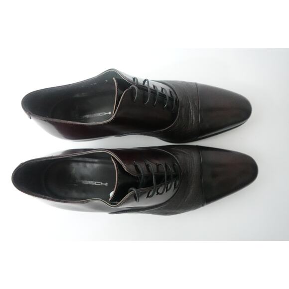 MORESCHI Digione Mens US 8M Burgundy Peccary & Calfskin Cap Toe Oxford ITALY - Picture 4 of 9